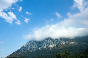 Fototapeta na wymiar Beautiful Turkish mountains on a background of cloudy sky.