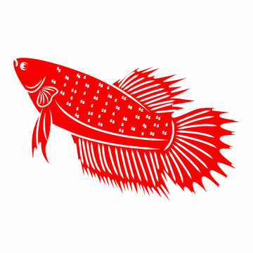 Betta Red Silhouette Vector Flat For Logo