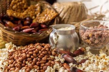 Mix of typical dishes and foods consumed at the June festivals in Brazil