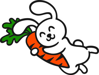Obraz na płótnie Canvas Cute Bunny Holding the Carrot Vector