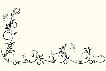 Vintage floral ornament, Hand drawn decorative element, vector illustration of floral element isolated on vintage background, design for page decoration cards, wedding, banner, frames