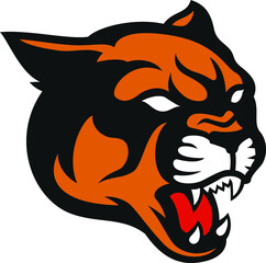 Head of Roaring Aggressive Cougar Mountain Lion Vector Design
