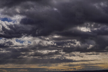 Naklejka na ściany i meble Clouds in Dramatic dark sky. Cloudy sky background.Spain