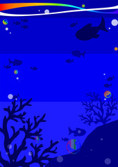 Fototapeta na wymiar dreamy deep blue coral ocean background