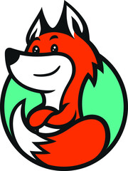Simple Design of Funny Cute Fox Crossing His Arms Logo