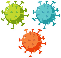 Set of different coronavirus in many colors