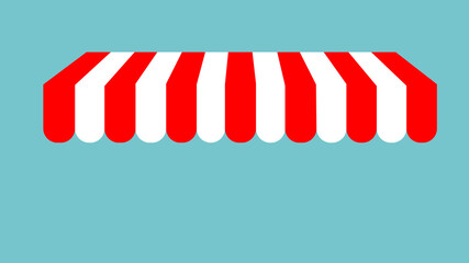 Creative illustration of colored striped awnings set for shop