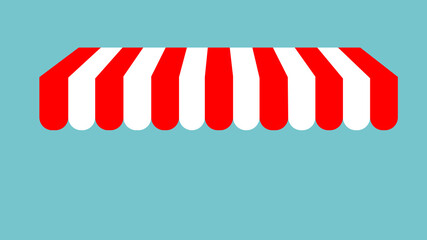 Creative illustration of colored striped awnings set for shop