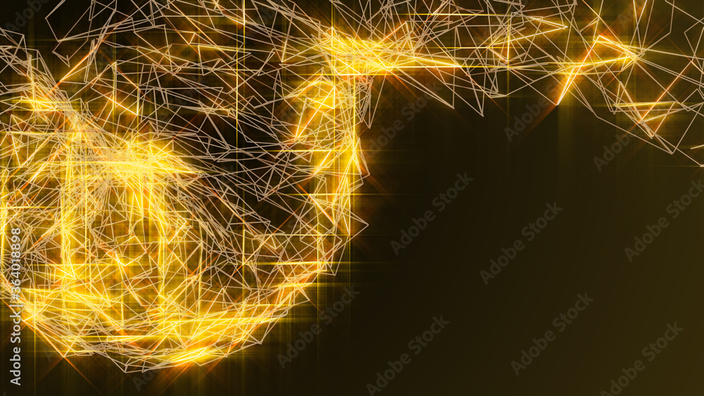 Fototapete Abstract Sphere Object Shape Line Node Dot Polygonal Structure Cyberspace Technology Illustration Background.