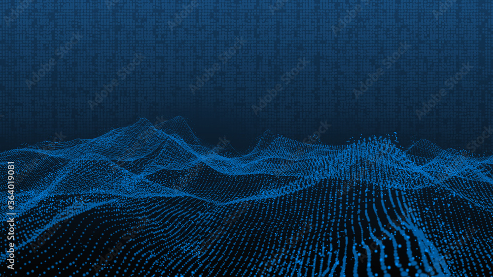 Aufkleber Digital Dynamic Particle Element Technology Wireframe Illustration Background.