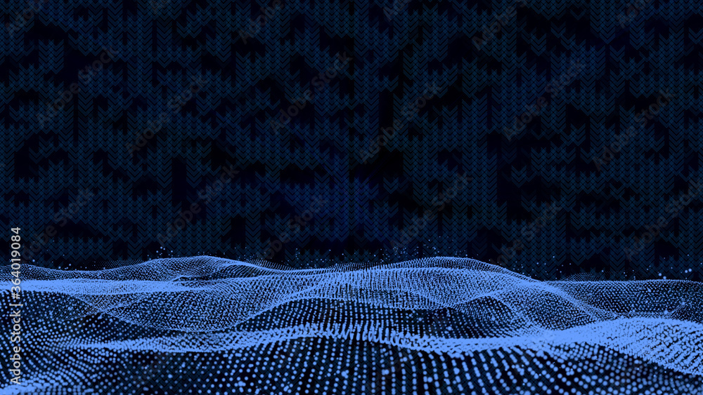 Poster Digital Dynamic Particle Element Technology Wireframe Illustration Background.