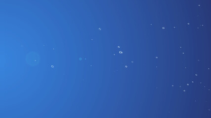 Bubble Realistic Air Floating Under Deep Blue Water Illustration.