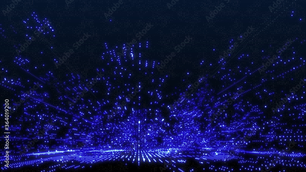 Leinwandbilder Abstract 3D Rendering Digital Element Lines Dots Data Storage Connection Service Illustration Background.