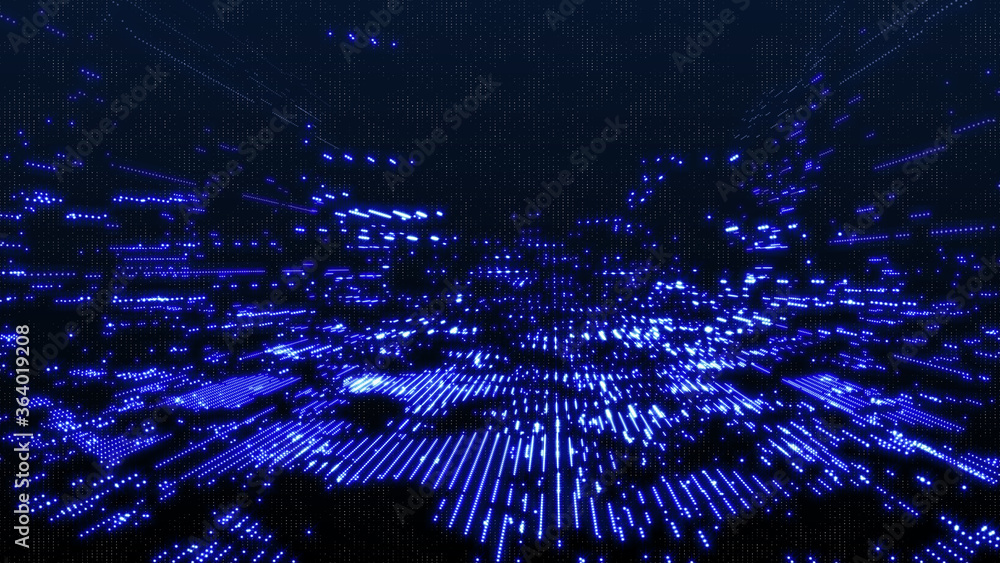 Leinwandbilder Abstract 3D Rendering Digital Element Lines Dots Data Storage Connection Service Illustration Background.