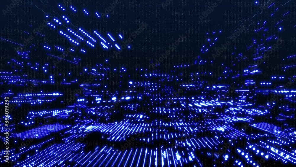 Leinwandbilder Abstract 3D Rendering Digital Element Lines Dots Data Storage Connection Service Illustration Background.