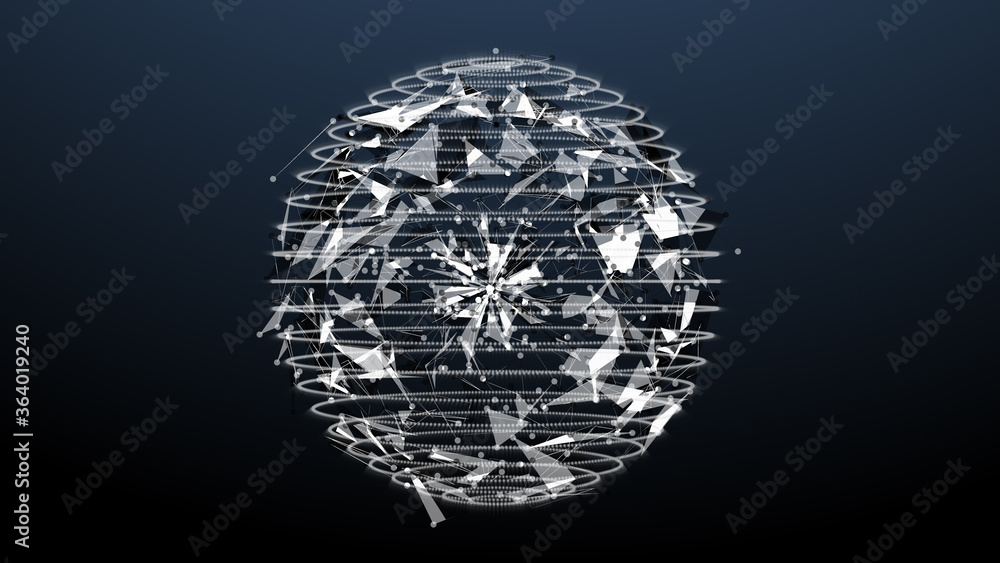 Leinwandbilder Abstract Sphere Object Shape Line Node Dot Polygonal Structure Cyberspace Technology Illustration Background.