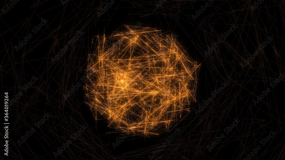 Poster Abstract Sphere Object Shape Line Node Dot Polygonal Structure Cyberspace Technology Illustration Background.