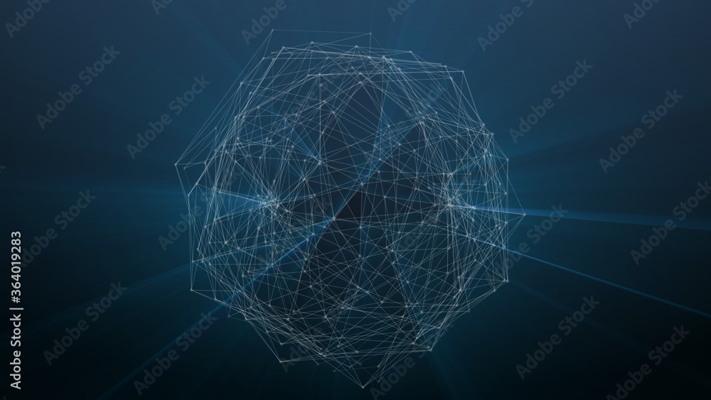 Poster Abstract Sphere Object Shape Line Node Dot Polygonal Structure Cyberspace Technology Illustration Background.