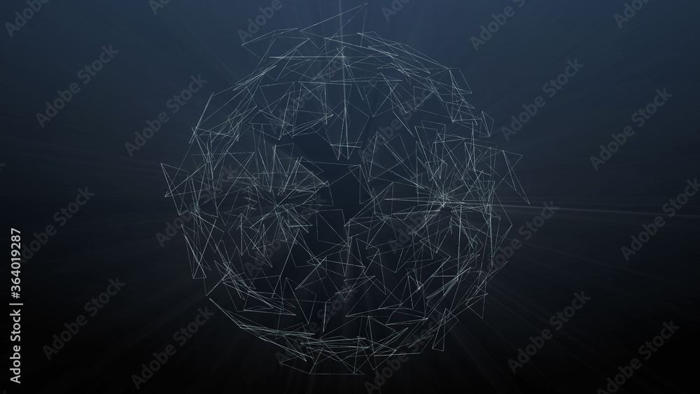 Leinwandbilder Abstract Sphere Object Shape Line Node Dot Polygonal Structure Cyberspace Technology Illustration Background.