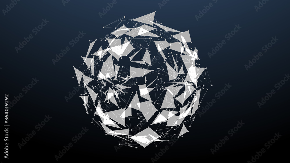 Poster Abstract Sphere Object Shape Line Node Dot Polygonal Structure Cyberspace Technology Illustration Background.