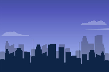 City skyline vector with buildings silhouette and dark blue sky suitable for background or illustration 