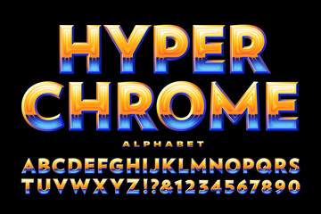 An Airbrush Styled Chrome Effect Alphabet;This Cinematic Font Has Vivid Warm and Cool Colors and High Contrast.