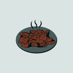 Bulgogi icon. Traditional korean fried beef logos. vector Illustration.