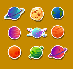 galaxy and planet illsutration for stiker template design