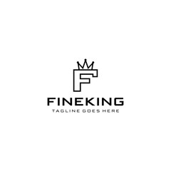 Creative Illustration modern F with crown sign geometric logo design template