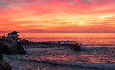 Fototapeta premium Sunset at the La Jolla cove, San Diego, California 
