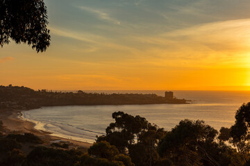 Sunset at La Jolla city with Christmas light