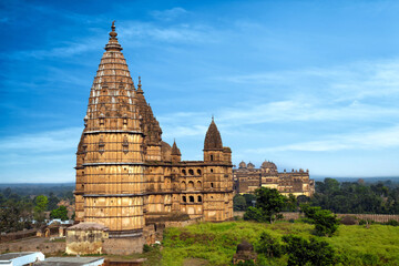 Beautiful view of chaturbhuj temple, Orchha, Madhya Pradesh, India.