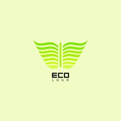Green eco friendly logo with leaf patterns for business, natural logo, green abstract logo