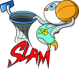 a penguin is slamming basketball © Yoartcartoon