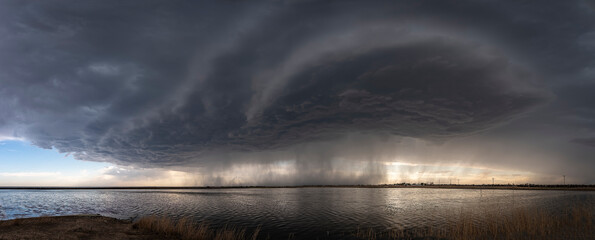 Severe Weather in Summertime on the Great Plains With Bodies of Water in the Photo