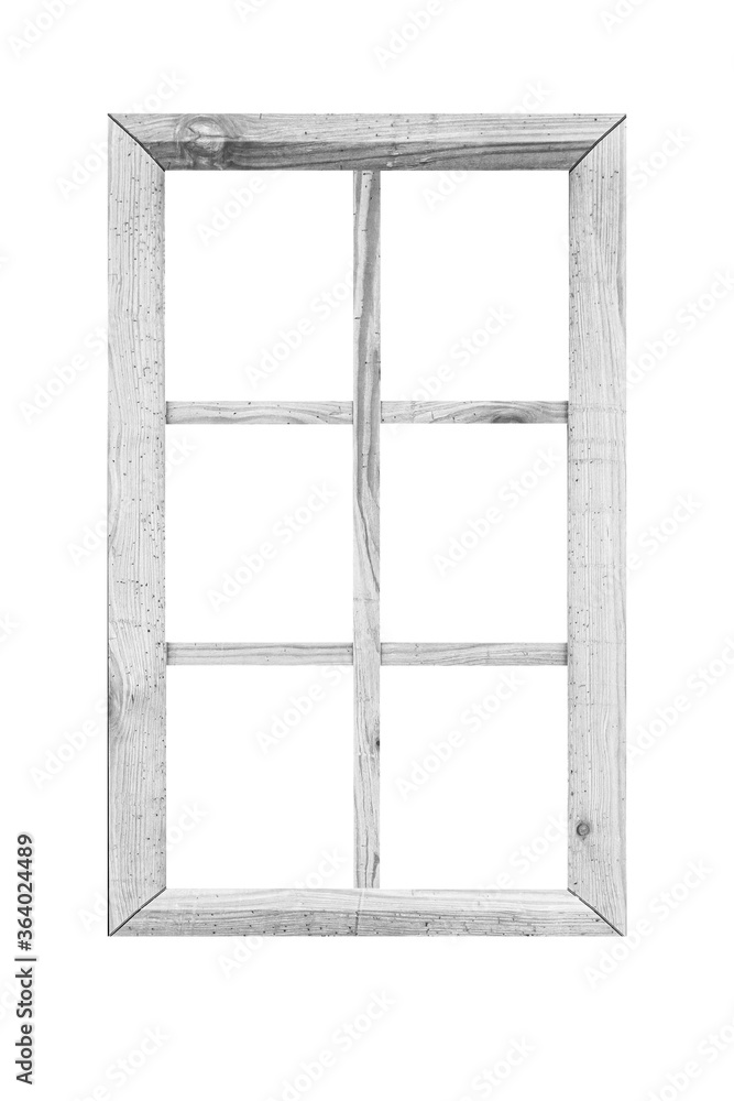 Wall mural white wood window frame isolated on white background