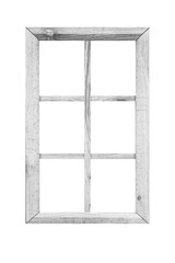 White wood window frame isolated on white background
