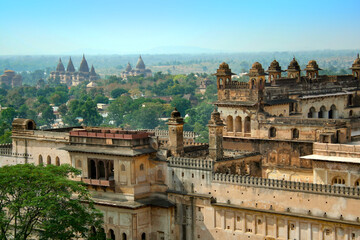 Beautiful view of Orchha Palace Fort, Raja Mahal from jahangir mahal, Orchha, Madhya Pradesh