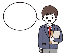 男子学生 教科書 吹き出し イラスト