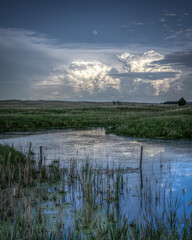 Severe Weather in Summertime on the Great Plains With Bodies of Water in the Photo