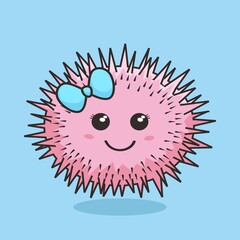 Urchin Cartoon Isolated Cute Illustration