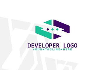 Isolated Purple and Turquoise Developer Logogram