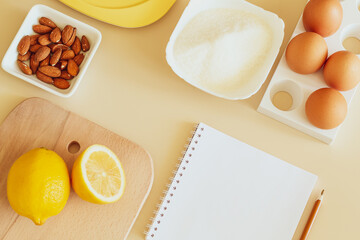 Layout a set of products for the preparation of meringues roll