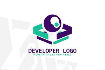 Isolated Purple and Turquoise Developer Logogram