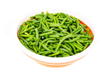 Vegetarian food. Bowl with green string beans.
