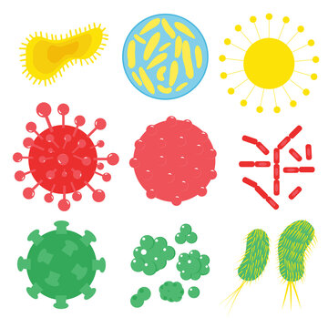 set of several virus and bacteria cartoon vector