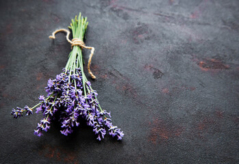 Lavender bouquet on a black background