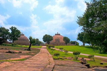 The Great Sanchi Stupa, Buddhist Architecture at sanchi, Madhya Pradesh, India