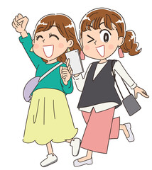 お出かけ ショッピング 旅行する女性グループ