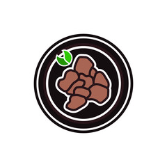 Grilled Pork Spicy Salad Thai style, Nam Tok Moo. Hand draw sketch vector. Thai food.